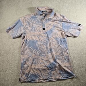 Bad Birdie Blue and Tan Leaf Polo Shirt